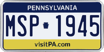 PA license plate MSP1945