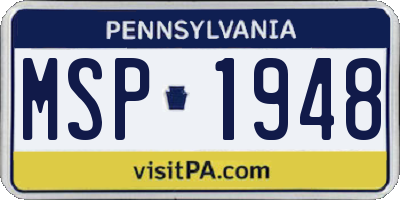 PA license plate MSP1948