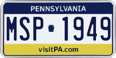 PA license plate MSP1949