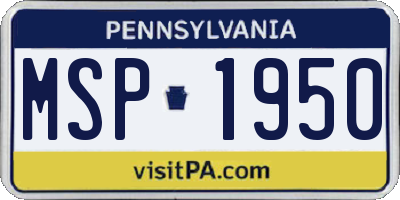 PA license plate MSP1950