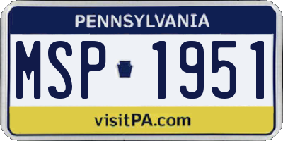 PA license plate MSP1951