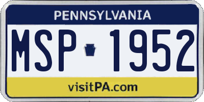 PA license plate MSP1952