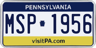 PA license plate MSP1956
