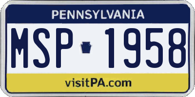 PA license plate MSP1958