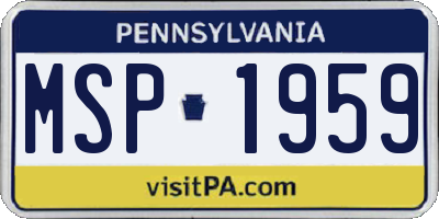 PA license plate MSP1959