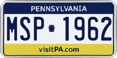 PA license plate MSP1962