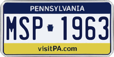 PA license plate MSP1963