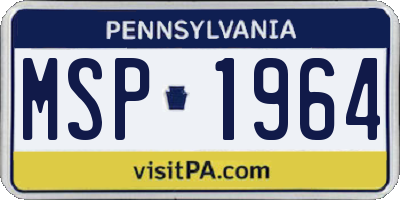 PA license plate MSP1964