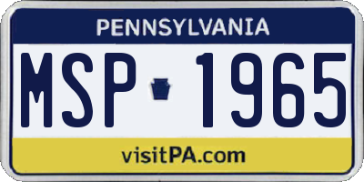 PA license plate MSP1965