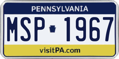 PA license plate MSP1967