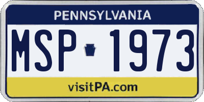 PA license plate MSP1973