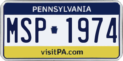 PA license plate MSP1974