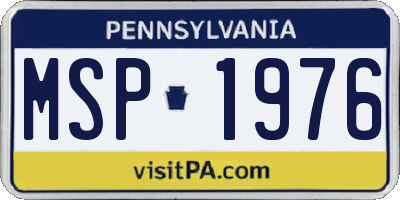 PA license plate MSP1976
