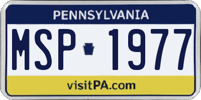 PA license plate MSP1977