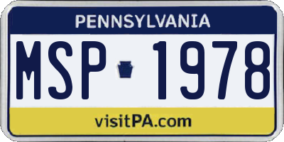 PA license plate MSP1978