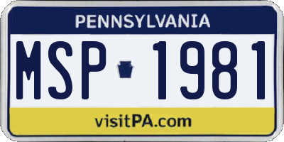 PA license plate MSP1981