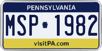 PA license plate MSP1982