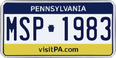 PA license plate MSP1983