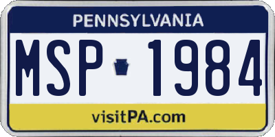 PA license plate MSP1984