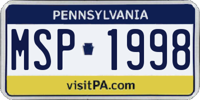 PA license plate MSP1998