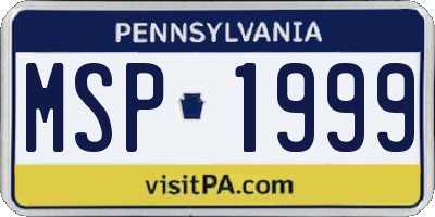 PA license plate MSP1999