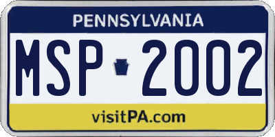 PA license plate MSP2002