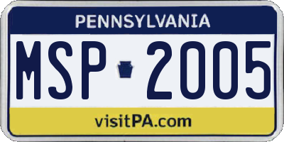 PA license plate MSP2005