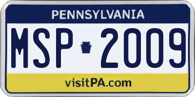 PA license plate MSP2009