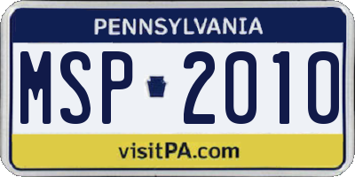 PA license plate MSP2010