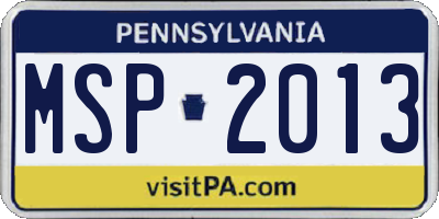 PA license plate MSP2013