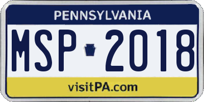 PA license plate MSP2018