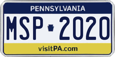 PA license plate MSP2020
