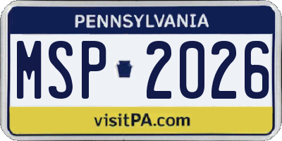 PA license plate MSP2026
