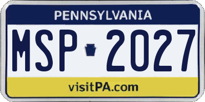 PA license plate MSP2027