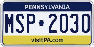 PA license plate MSP2030