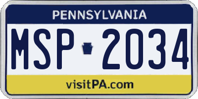 PA license plate MSP2034