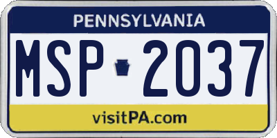 PA license plate MSP2037