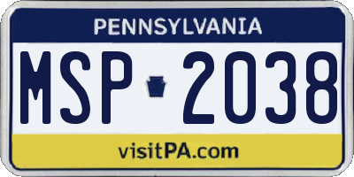 PA license plate MSP2038