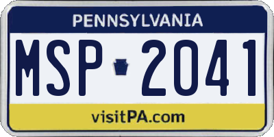 PA license plate MSP2041