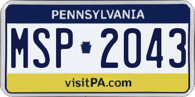 PA license plate MSP2043