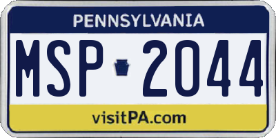 PA license plate MSP2044