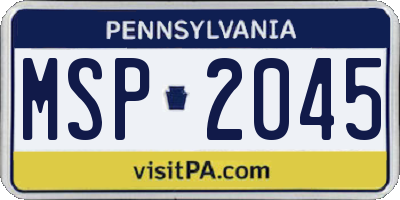 PA license plate MSP2045