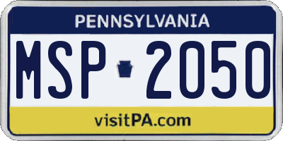 PA license plate MSP2050