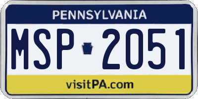 PA license plate MSP2051