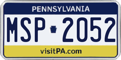PA license plate MSP2052