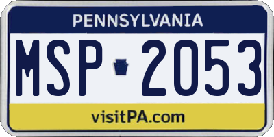 PA license plate MSP2053