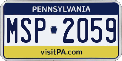 PA license plate MSP2059