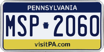 PA license plate MSP2060