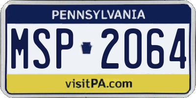 PA license plate MSP2064