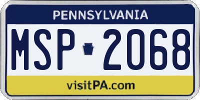 PA license plate MSP2068